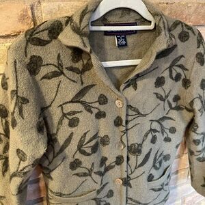 JG Hook Green Floral Wool Cardigan Sweater Womens S 1990s Grannycore Cottagecore